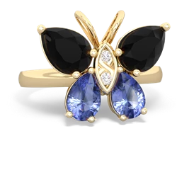 Onyx Butterfly 14K Yellow Gold ring R2215