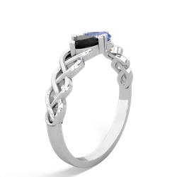 Onyx Heart To Heart Braid 14K White Gold ring R5870