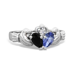 Onyx 'Our Heart' Claddagh 14K White Gold ring R2388