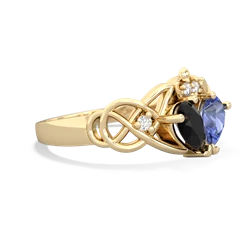 Onyx 'One Heart' Celtic Knot Claddagh 14K Yellow Gold ring R5322