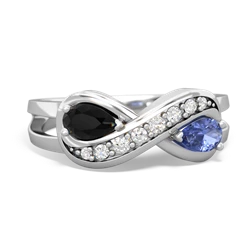 Onyx Diamond Infinity 14K White Gold ring R5390