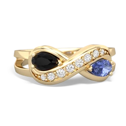 Onyx Diamond Infinity 14K Yellow Gold ring R5390