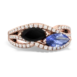 Onyx Diamond Rivers 14K Rose Gold ring R3070