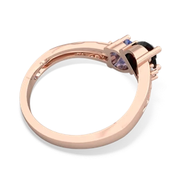 Onyx Snuggling Hearts 14K Rose Gold ring R2178