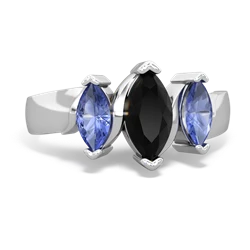 Onyx Three Peeks 14K White Gold ring R2433