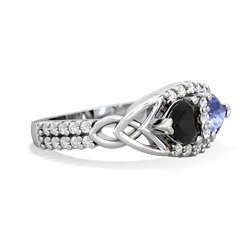 Onyx Sparkling Celtic Knot 14K White Gold ring R2645