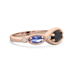 Onyx Milgrain Marquise 14K Rose Gold ring R5700