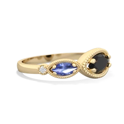 Onyx Milgrain Marquise 14K Yellow Gold ring R5700