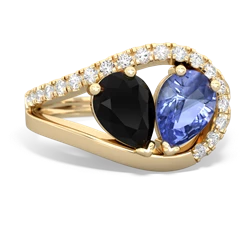 Onyx Nestled Heart Keepsake 14K Yellow Gold ring R5650