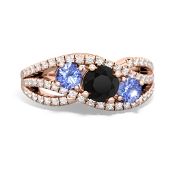 Onyx Three Stone Aurora 14K Rose Gold ring R3080