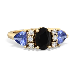 Onyx Antique Style Three Stone 14K Yellow Gold ring R2186