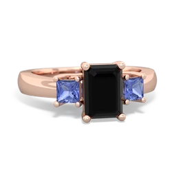 Onyx Three Stone Emerald-Cut Trellis 14K Rose Gold ring R4021