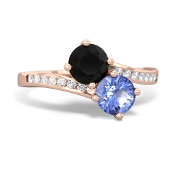 Onyx Channel Set Two Stone 14K Rose Gold ring R5303