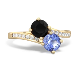 Onyx Channel Set Two Stone 14K Yellow Gold ring R5303