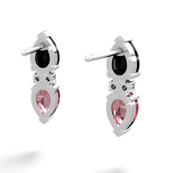 Onyx Bowtie Drop 14K White Gold earrings E0865