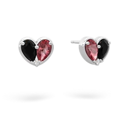 Onyx 'Our Heart' 14K White Gold earrings E5072