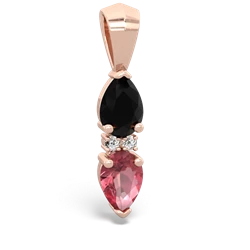 Onyx Bowtie Drop 14K Rose Gold pendant P0865