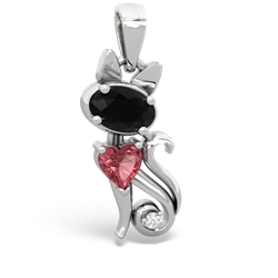 Onyx Kitten 14K White Gold pendant P5780