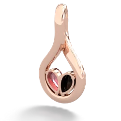 Onyx Pave Twist 'One Heart' 14K Rose Gold pendant P5360