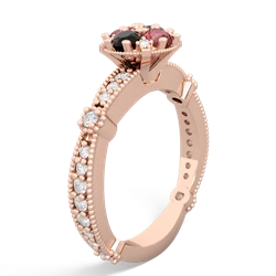 Onyx Sparkling Tiara Cluster 14K Rose Gold ring R26293RD