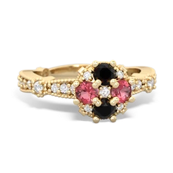 Onyx Sparkling Tiara Cluster 14K Yellow Gold ring R26293RD