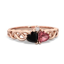 Onyx Heart To Heart Braid 14K Rose Gold ring R5870