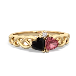 Onyx Heart To Heart Braid 14K Yellow Gold ring R5870