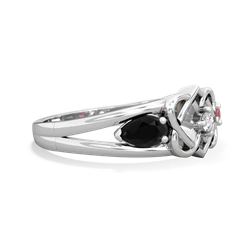 Onyx Hearts Intertwined 14K White Gold ring R5880