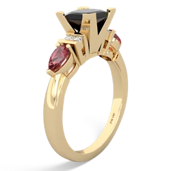 Onyx 6Mm Princess Eternal Embrace Engagement 14K Yellow Gold ring C2002