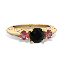 Onyx Art Deco Eternal Embrace Engagement 14K Yellow Gold ring C2003