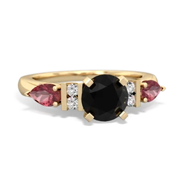 Onyx 6Mm Round Eternal Embrace Engagement 14K Yellow Gold ring R2005