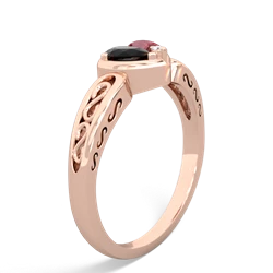 Onyx Filligree 'One Heart' 14K Rose Gold ring R5070