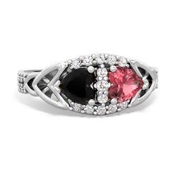 Onyx Sparkling Celtic Knot 14K White Gold ring R2645