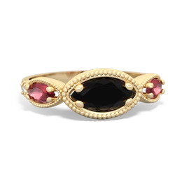 Onyx Milgrain Marquise 14K Yellow Gold ring R5700