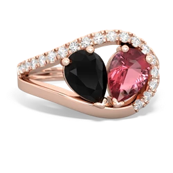 Onyx Nestled Heart Keepsake 14K Rose Gold ring R5650