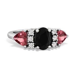 Onyx Antique Style Three Stone 14K White Gold ring R2186