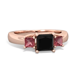 Onyx Three Stone Trellis 14K Rose Gold ring R4015