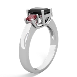 Onyx Three Stone Emerald-Cut Trellis 14K White Gold ring R4021