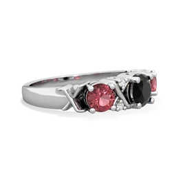 Onyx Hugs And Kisses 14K White Gold ring R5016