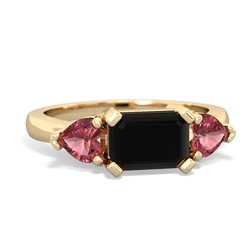 Onyx Three Stone 14K Yellow Gold ring R5235