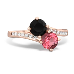 Onyx Channel Set Two Stone 14K Rose Gold ring R5303