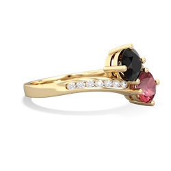 Onyx Channel Set Two Stone 14K Yellow Gold ring R5303