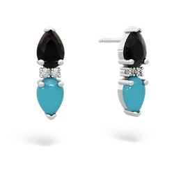 Onyx Bowtie Drop 14K White Gold earrings E0865