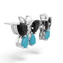 Onyx Butterfly 14K White Gold earrings E2215