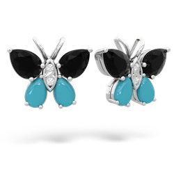 Onyx Butterfly 14K White Gold earrings E2215