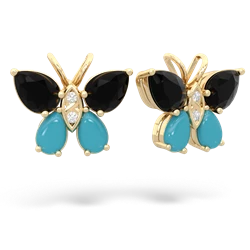 Onyx Butterfly 14K Yellow Gold earrings E2215