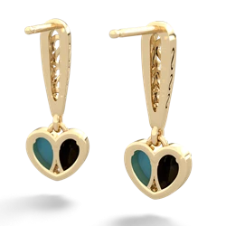 Onyx Filligree Heart 14K Yellow Gold earrings E5070