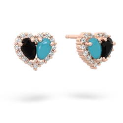 Onyx Halo 14K Rose Gold earrings E7008