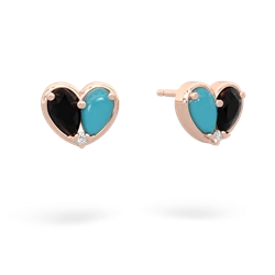 Onyx 'Our Heart' 14K Rose Gold earrings E5072