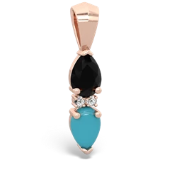 Onyx Bowtie Drop 14K Rose Gold pendant P0865